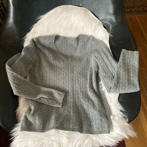 Vintage Gray Cashmere Cable Knit Women's Sweater